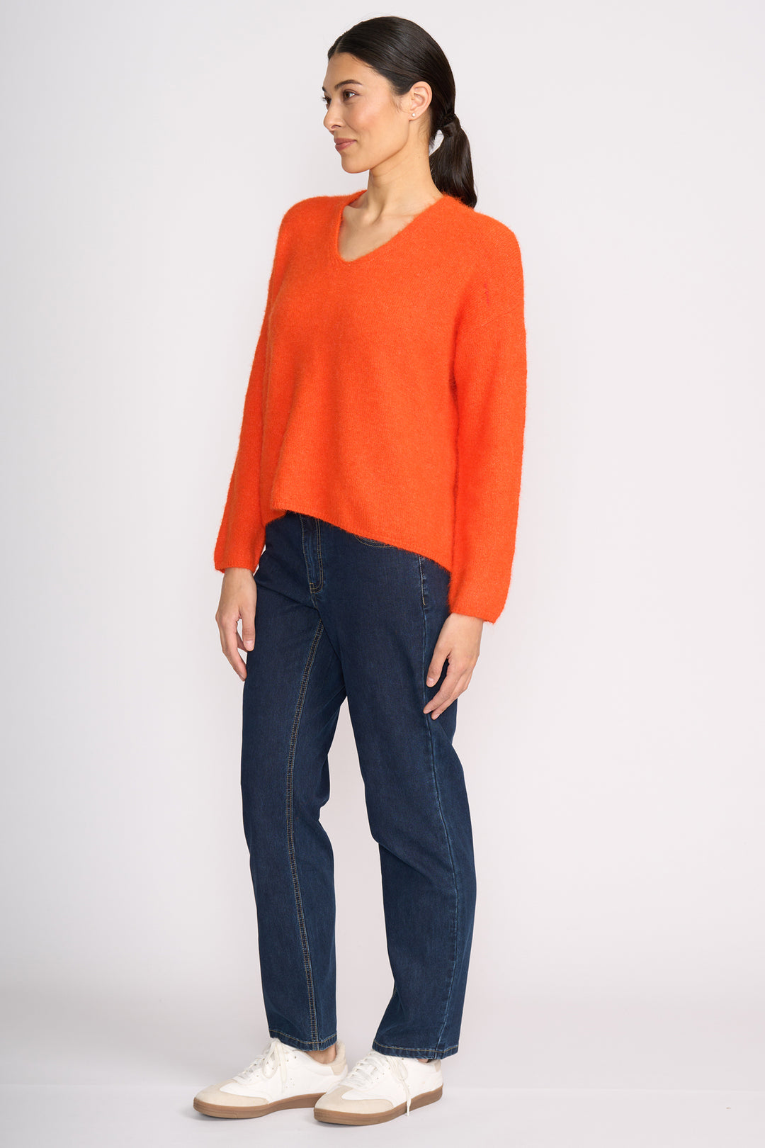 Foil FO8075 Electric Orange V-Neck Jumper at Experience Boutique