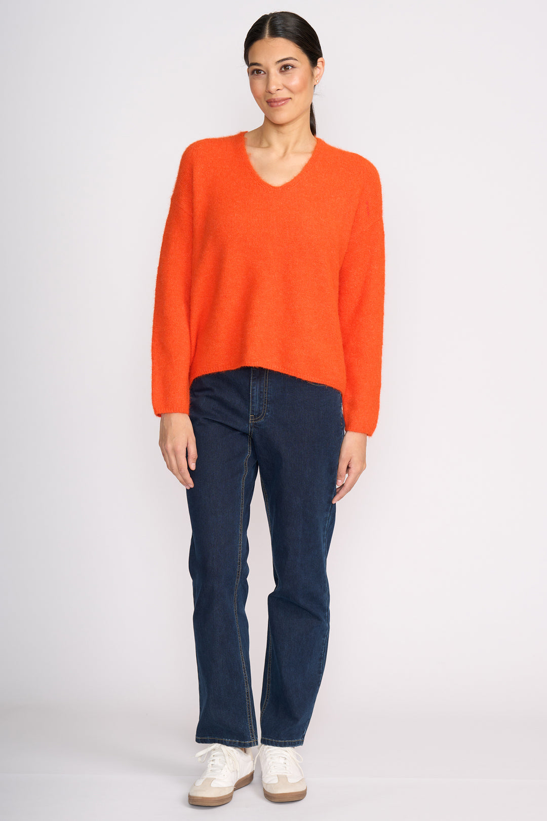 Foil FO8075 Electric Orange V-Neck Jumper at Experience Boutique