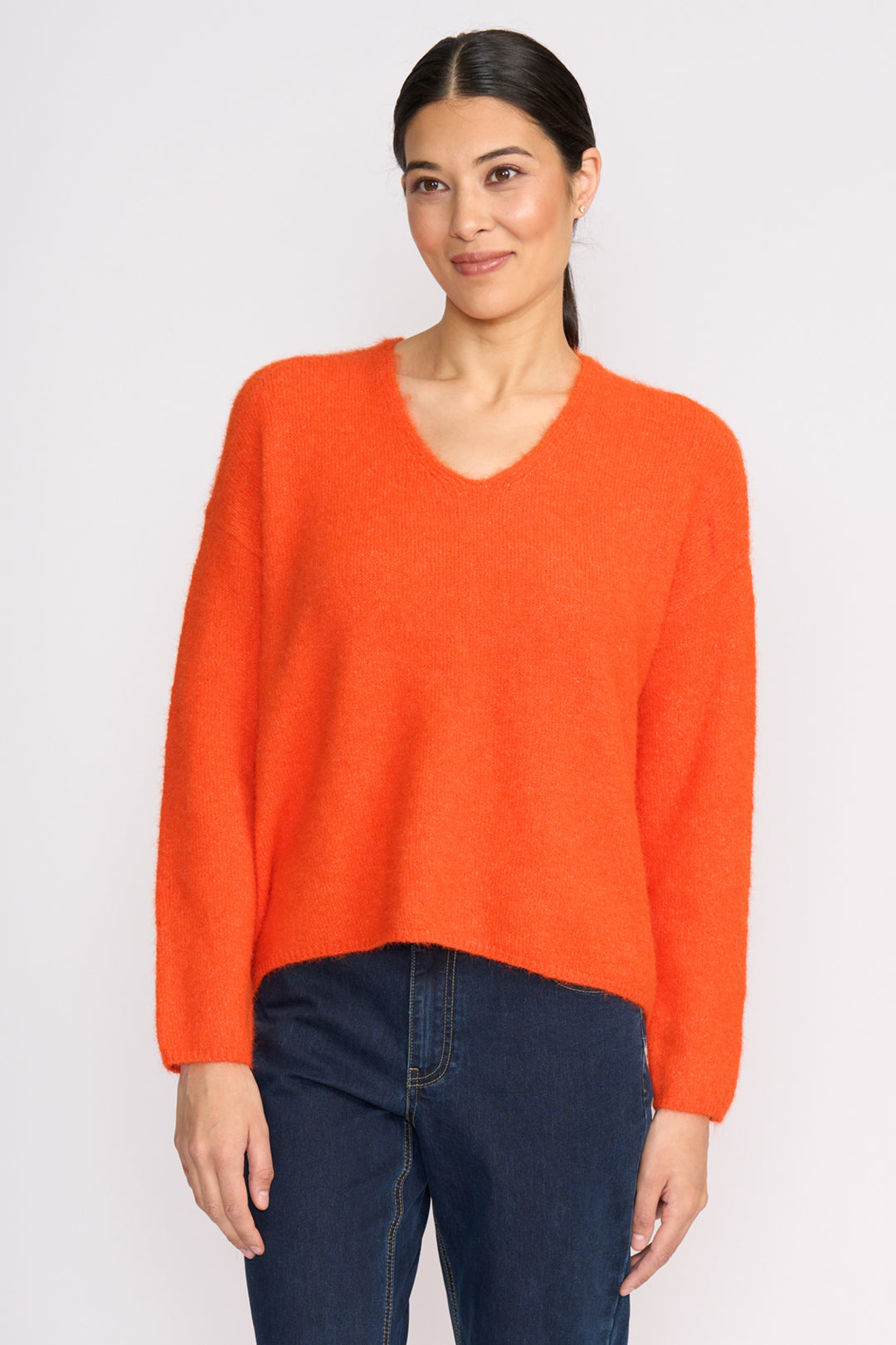 Foil FO8075 Electric Orange V-Neck Jumper at Experience Boutique