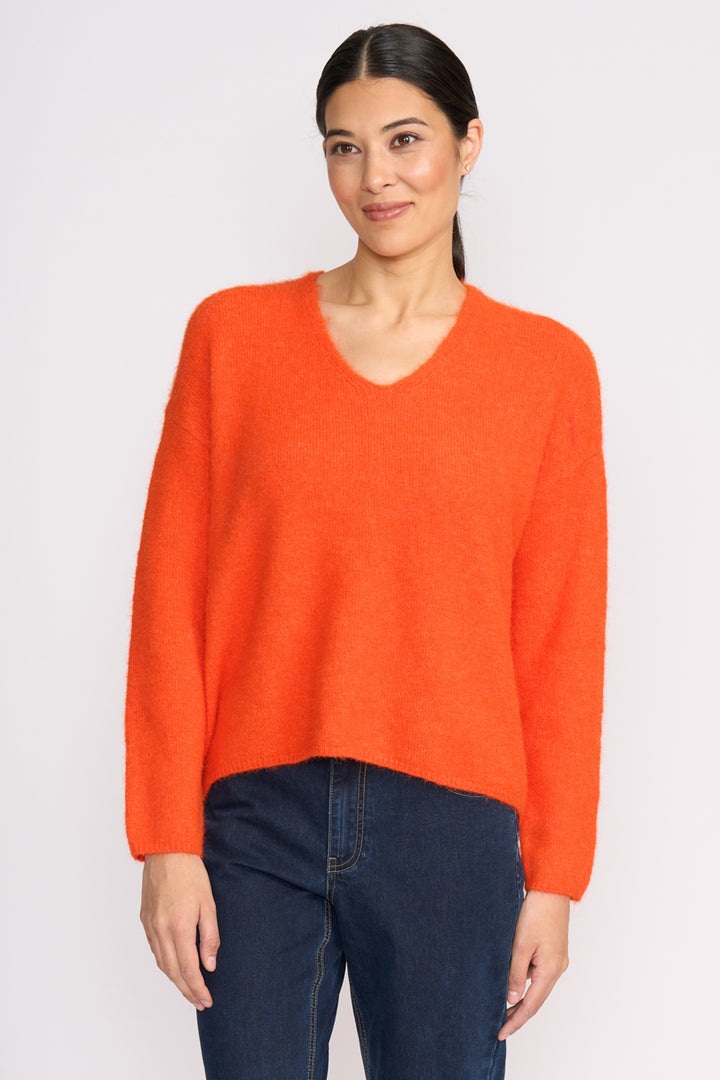 Foil FO8075 Electric Orange V-Neck Jumper at Experience Boutique