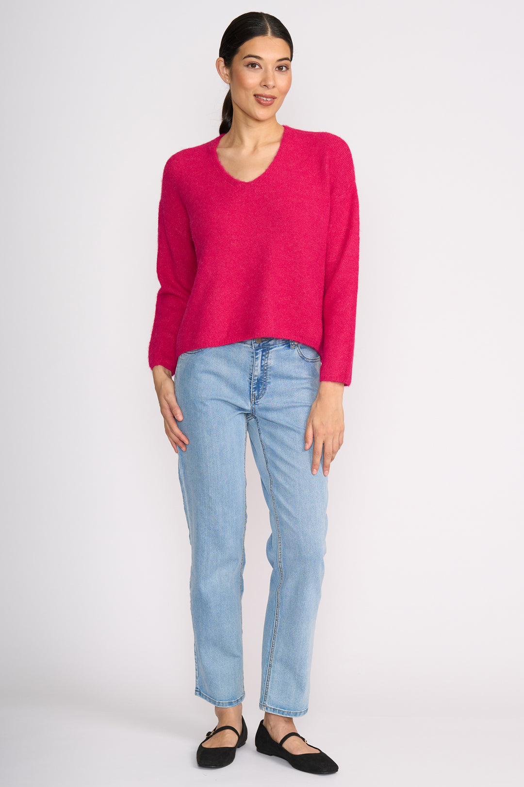 Foil FO8075 Hot Pink V-Neck Jumper at Experience Boutique