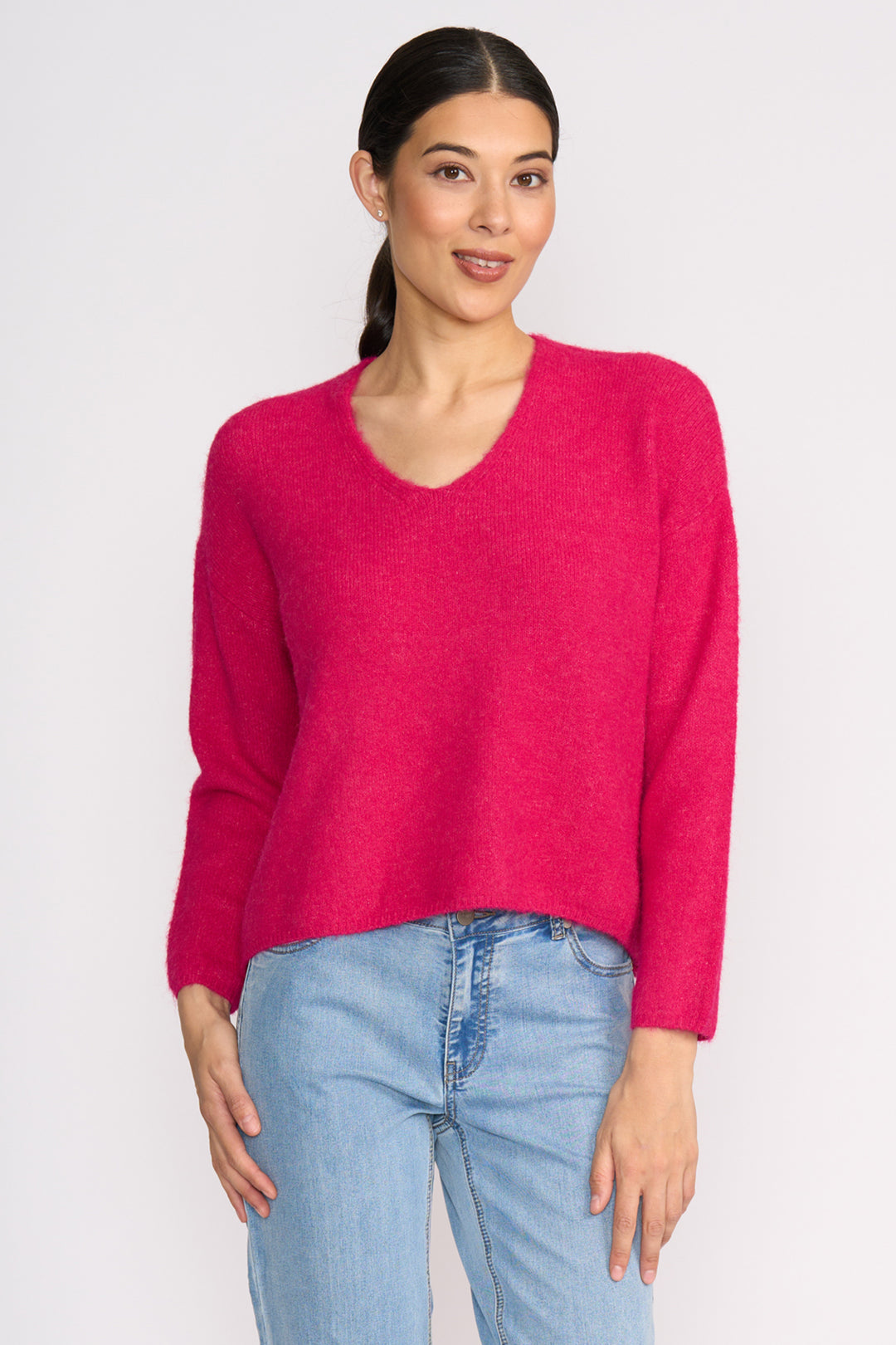 Foil FO8075 Hot Pink V-Neck Jumper at Experience Boutique