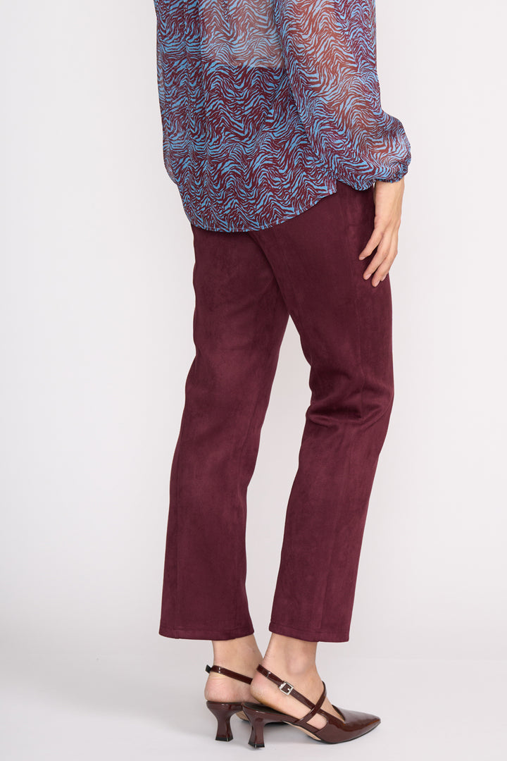 Foil FO8393 Looking Suede Black Cherry Trousers at Experience Boutique