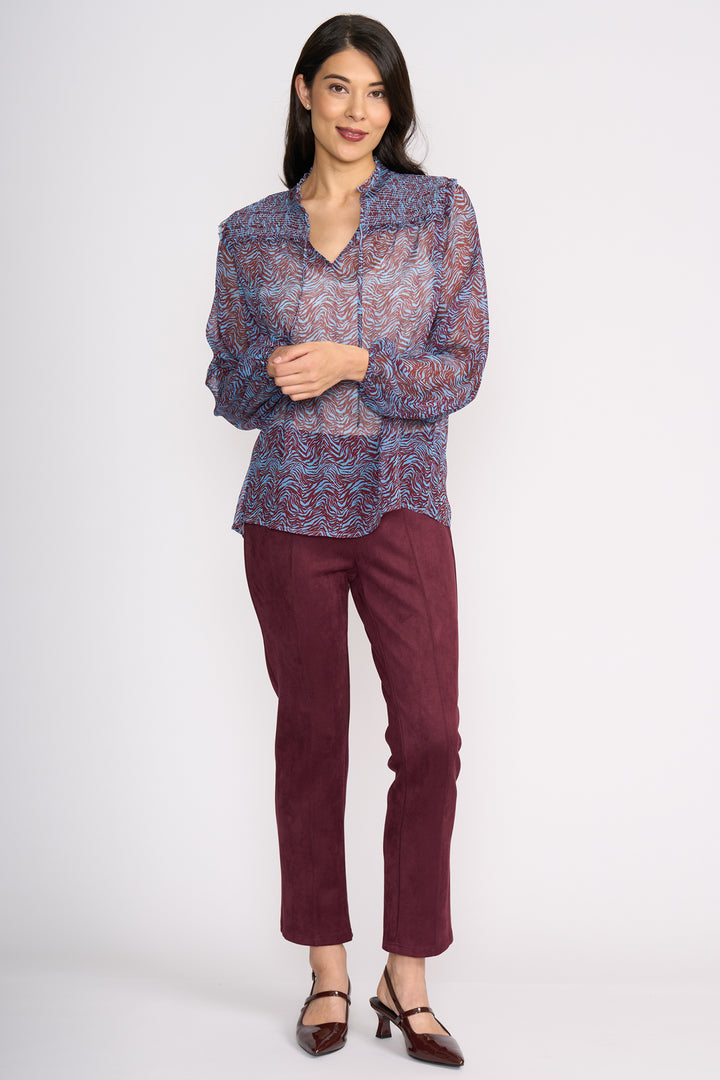 Foil FO8393 Looking Suede Black Cherry Trousers at Experience Boutique