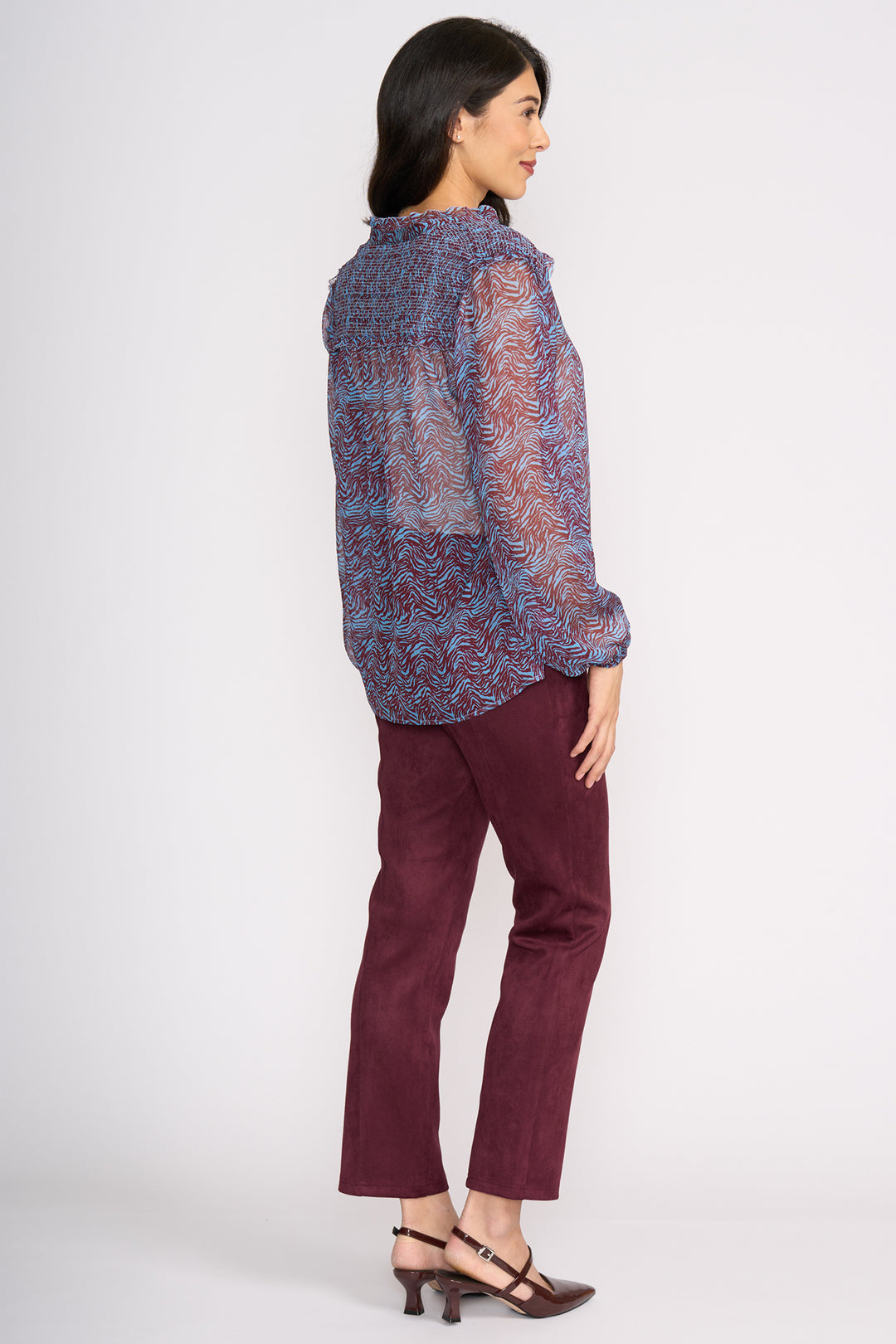 Foil FO8393 Looking Suede Black Cherry Trousers at Experience Boutique
