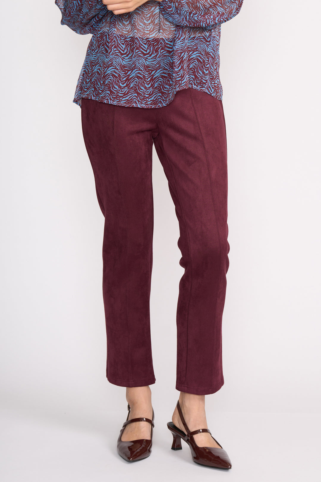Foil FO8393 Looking Suede Black Cherry Trousers at Experience Boutique