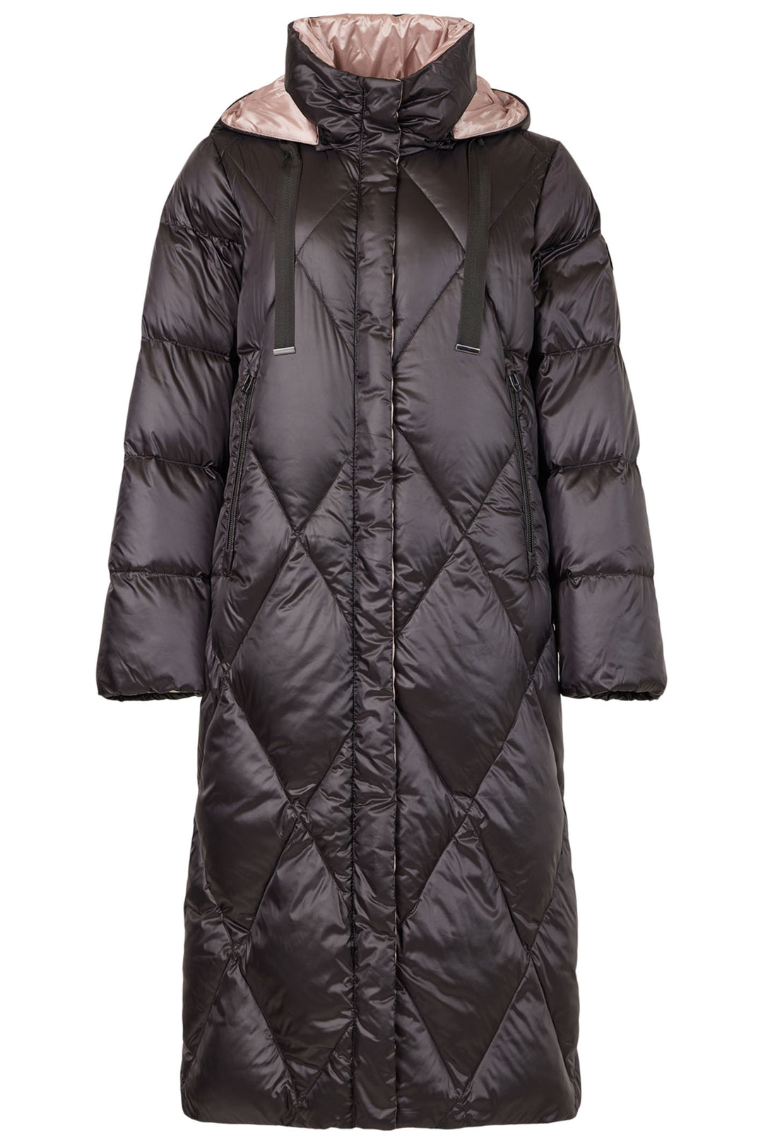 Frandsen 967 580 9041 Diamond Quilt Down Coat Black and Pale Rose