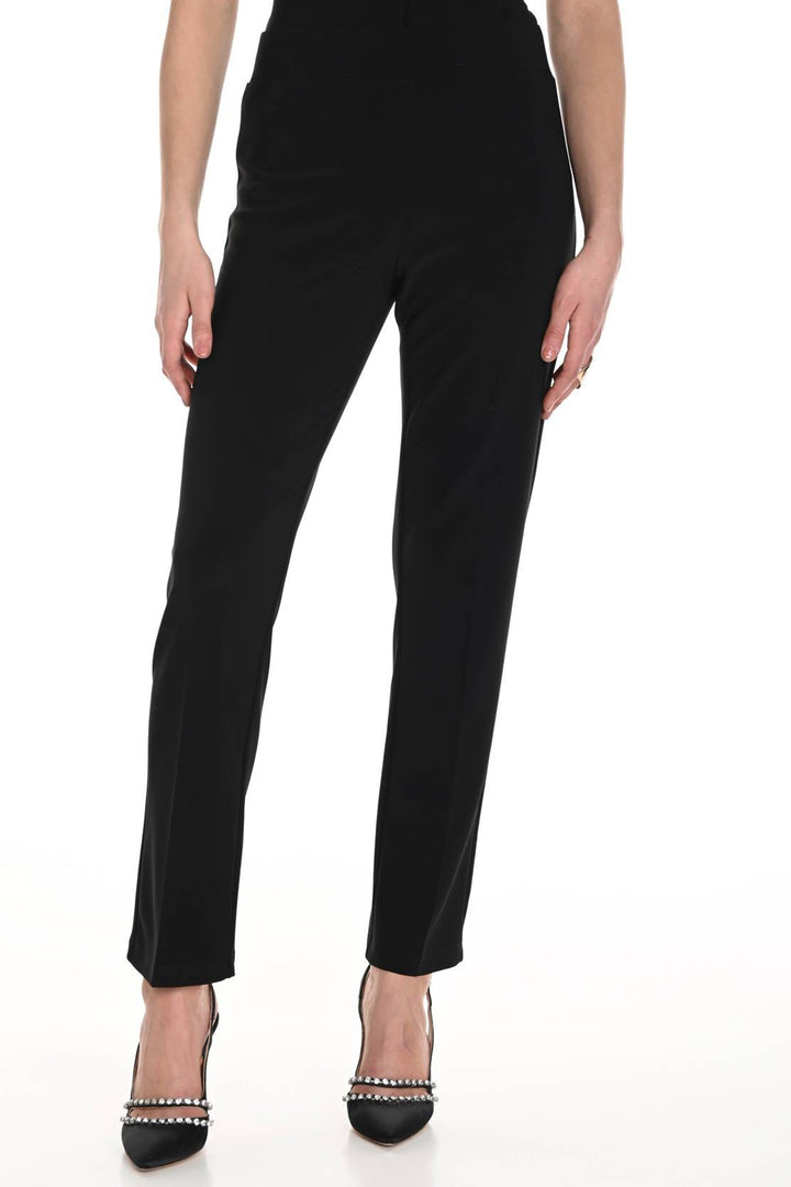 Frank Lyman 244019 Black Bow Hem Detail Jersey Trousers - Experience Boutique