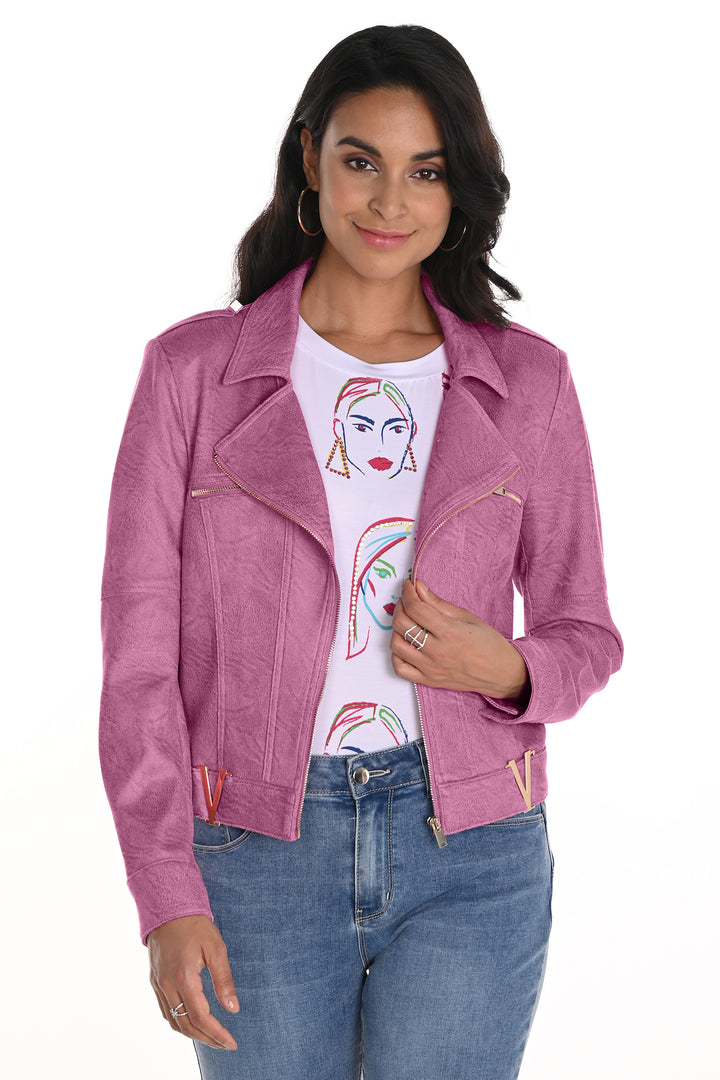 Frank Lyman 256750U Fuchsia Pink Biker Style Jacket - Experience Boutique