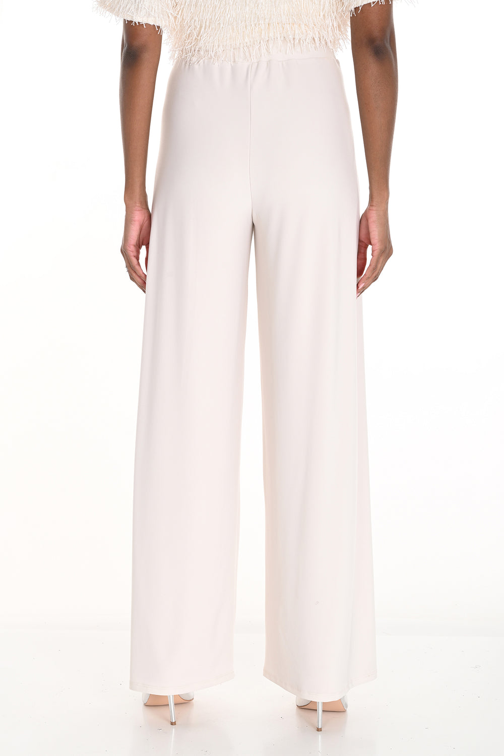 Frank Lyman 259045 Vanilla Cream Wide Leg Jersey Trousers - Experience Boutique