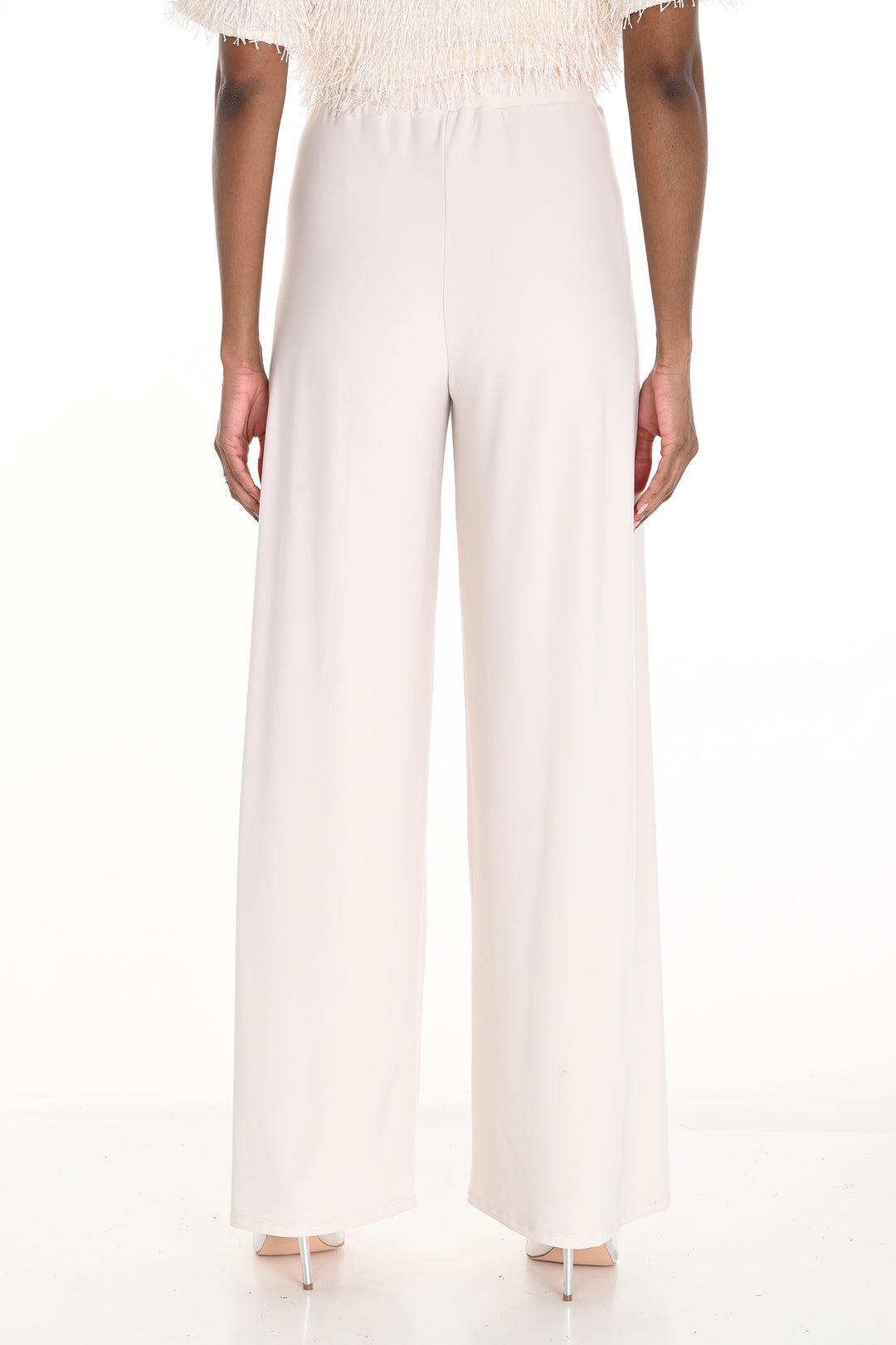 Frank Lyman 259045 Vanilla Cream Wide Leg Jersey Trousers - Experience Boutique