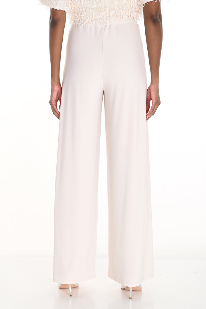 Frank Lyman 259045 Vanilla Cream Wide Leg Jersey Trousers - Experience Boutique