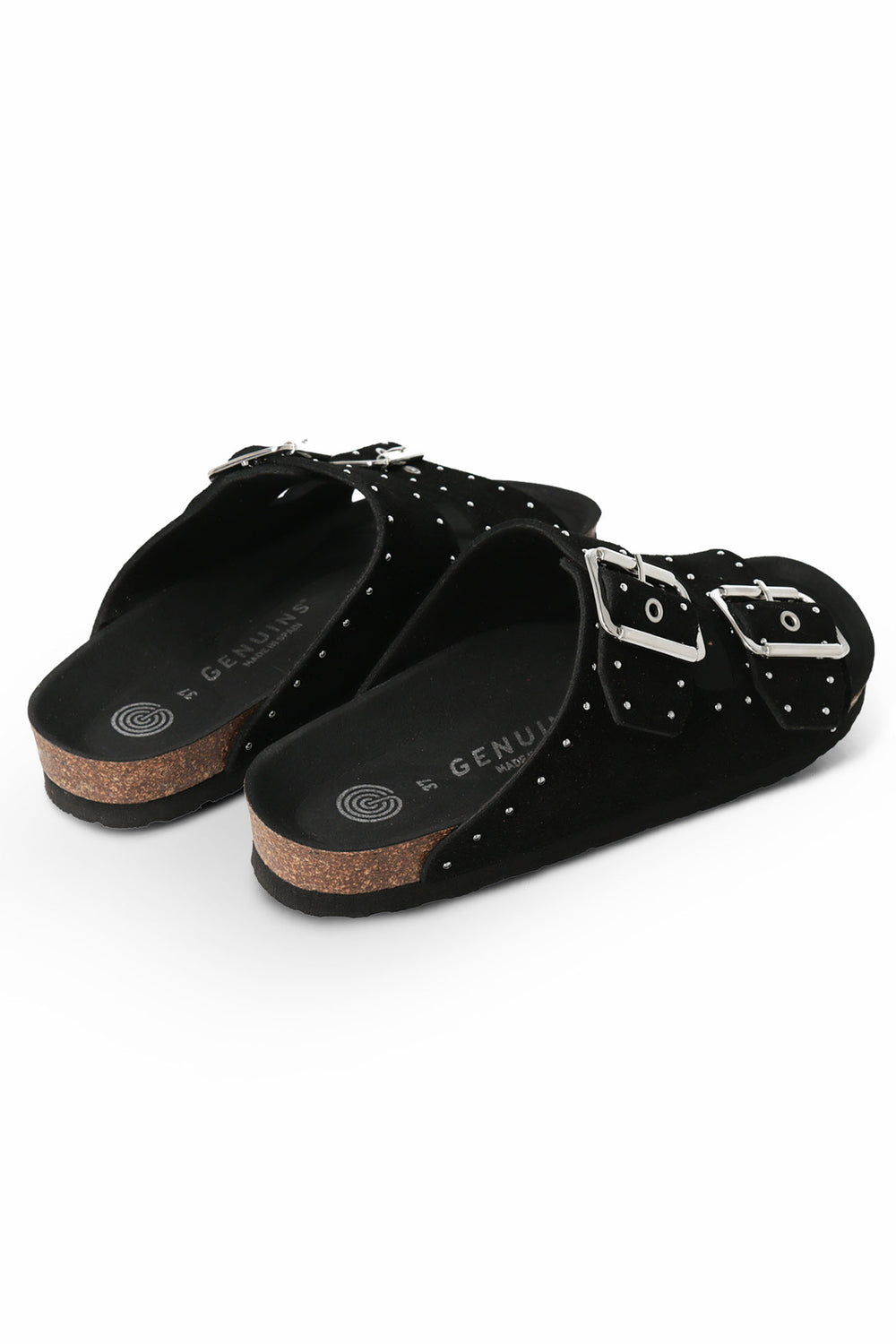 Genuins Honolulu Lead Black Velour Studded Sandals - Experience Boutique