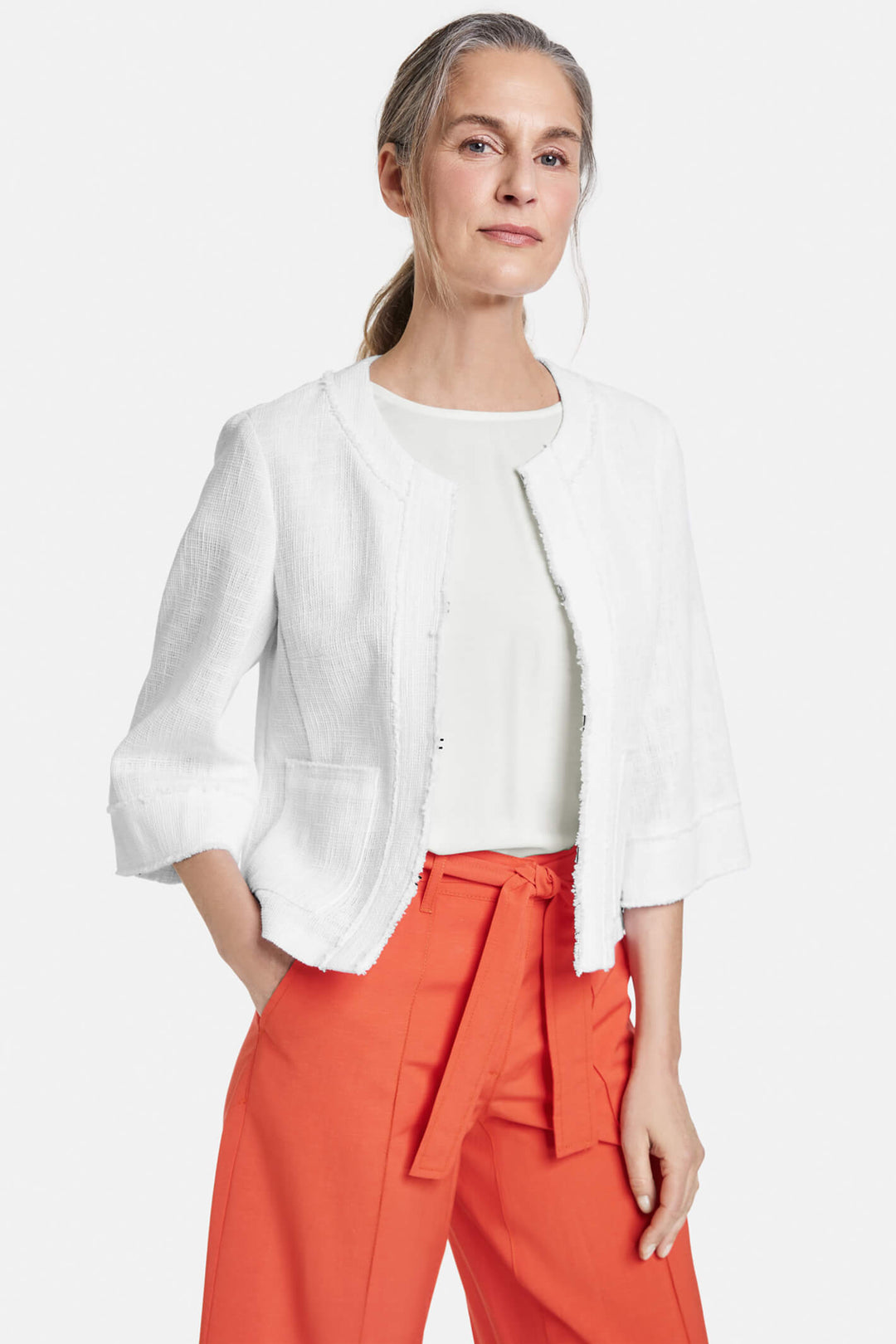 Gerry Weber 130040 White Lightweight Woven Jacket - Experience Boutique