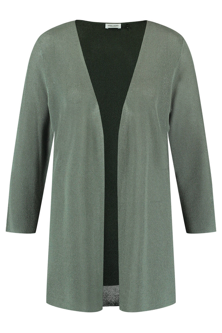Gerry Weber 130053 Silver Shimmer Khaki Green Cardigan - Experience Boutique
