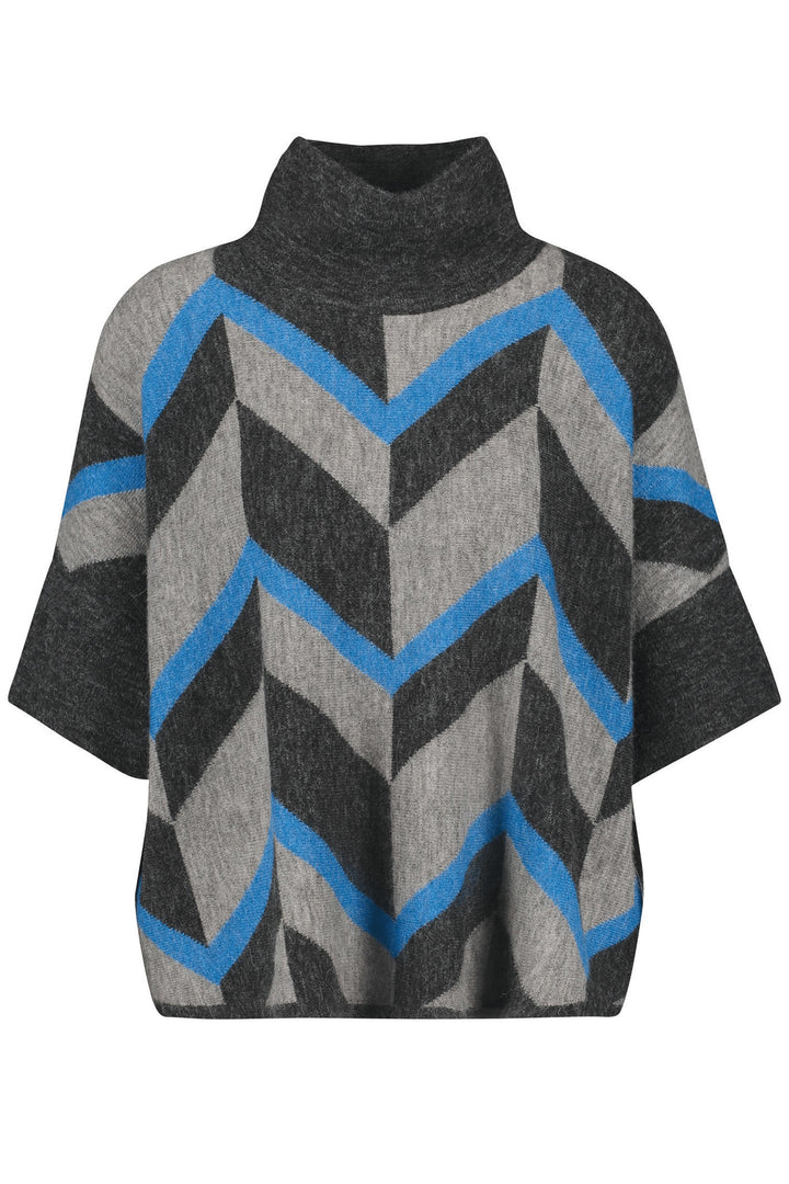 Gerry Weber 170517 Grey & Blue Zig Zag Print Knitted Jumper - Experience Boutique