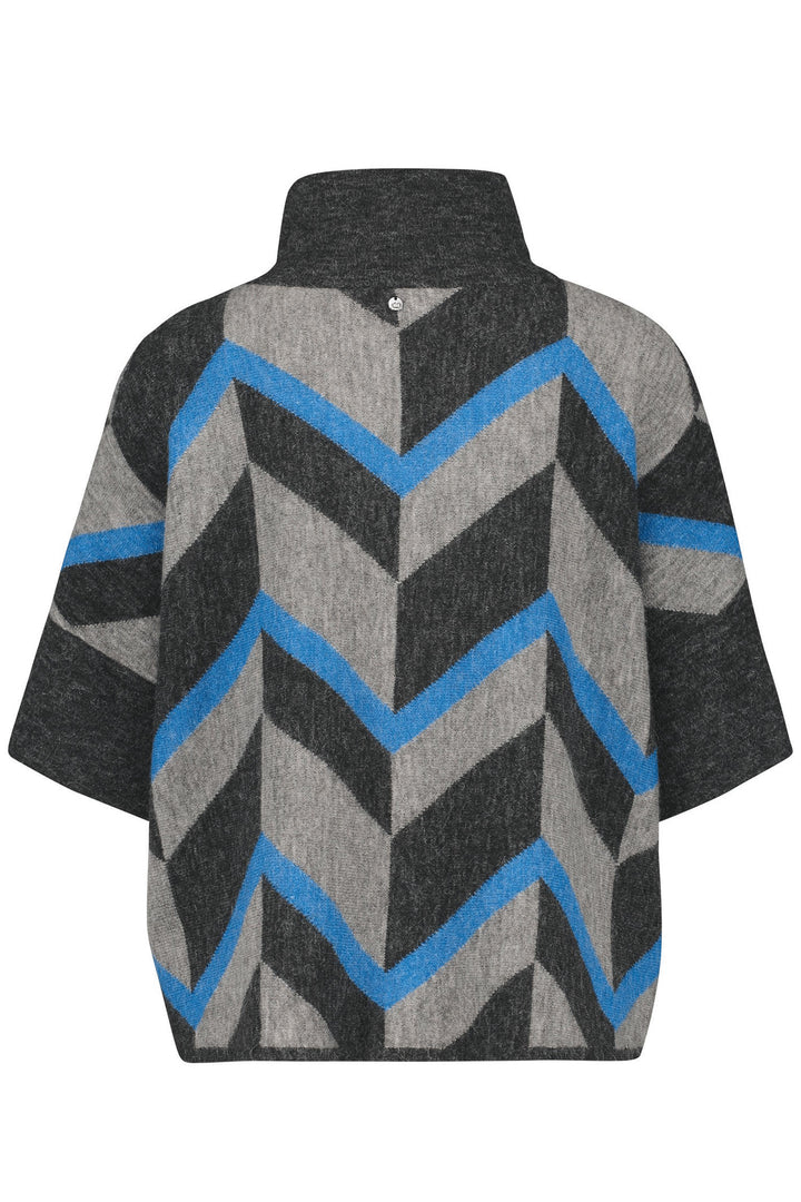 Gerry Weber 170517 Grey & Blue Zig Zag Print Knitted Jumper - Experience Boutique
