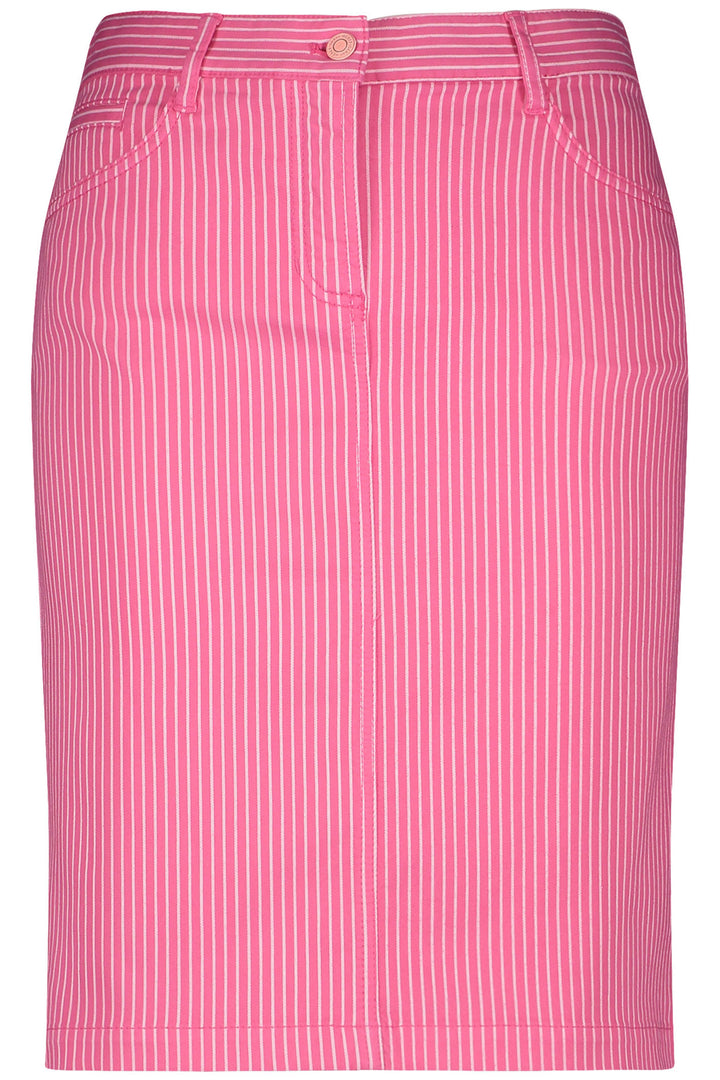 Gerry Weber 211027 Pink Stripe Denim Skirt - Experience Boutique