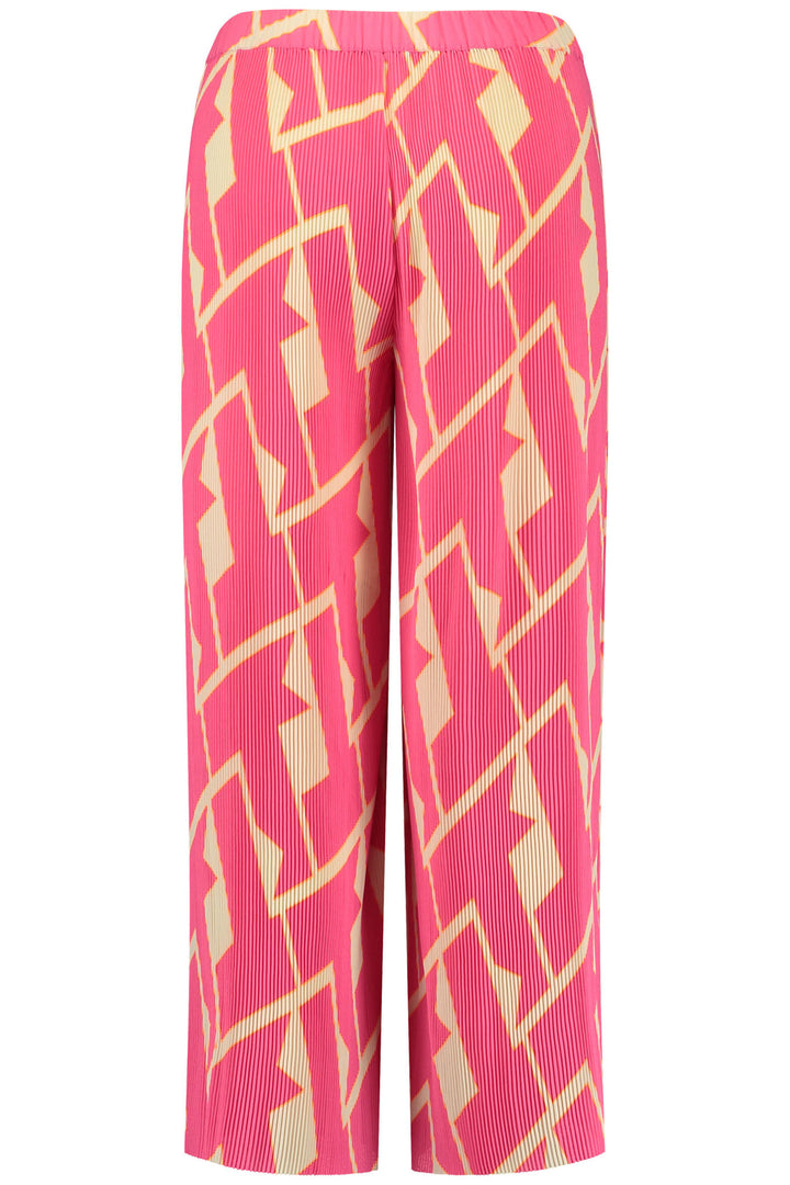 Gerry Weber 222116 Pink Geo Print Wide Leg Pleated Trousers - Experience Boutique