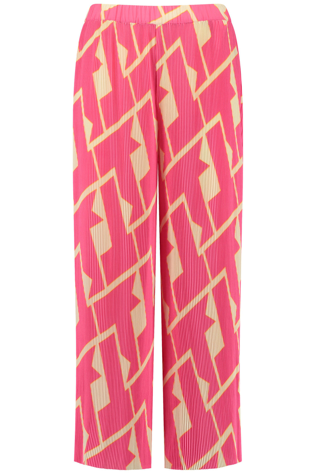 Gerry Weber 222116 Pink Geo Print Wide Leg Pleated Trousers - Experience Boutique