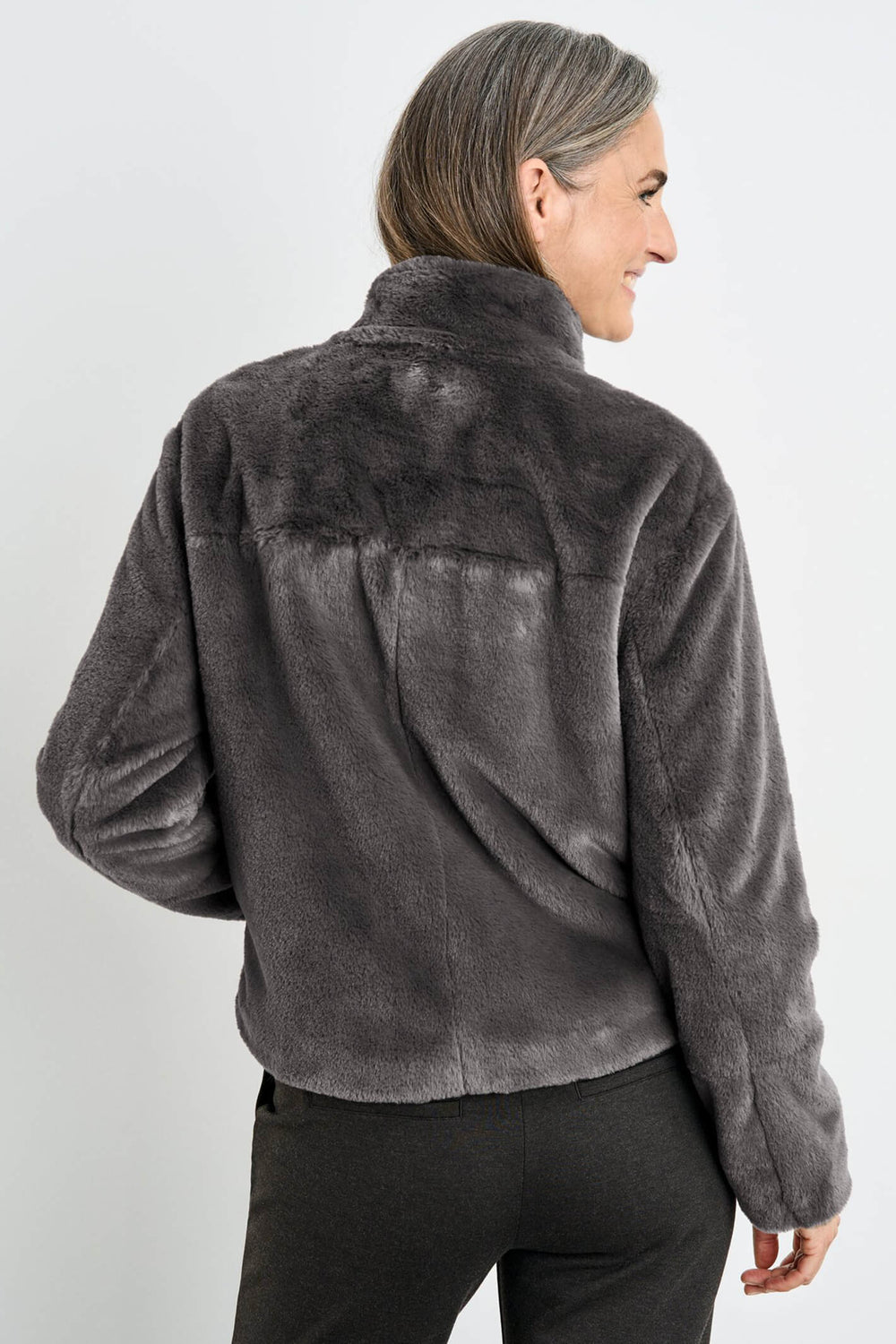 Gerry Weber 230035 Graphite Grey Teddy Zip Front Jacket - Experience Boutique