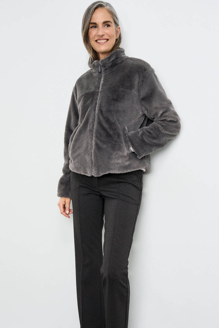 Gerry Weber 230035 Graphite Grey Teddy Zip Front Jacket - Experience Boutique