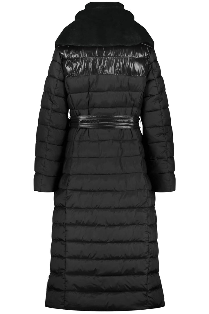 Gerry Weber 250202 Black Padded Fleece Collar Long Coat - Experience Boutique