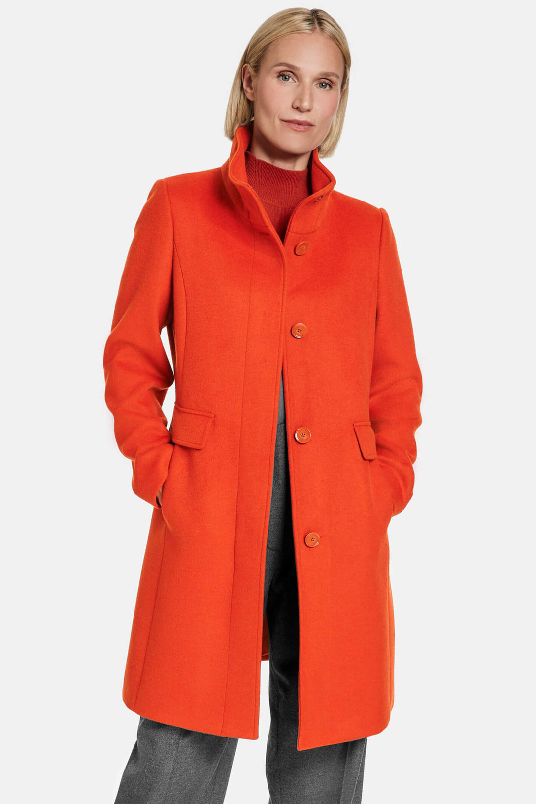 Gerry Weber 250235 Burnt Orange Wool Mix High Neck Coat