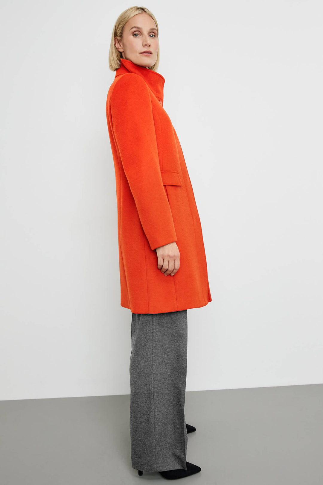 Gerry Weber 250235 Red Wool Mix High Neck Coat - Experience Boutique