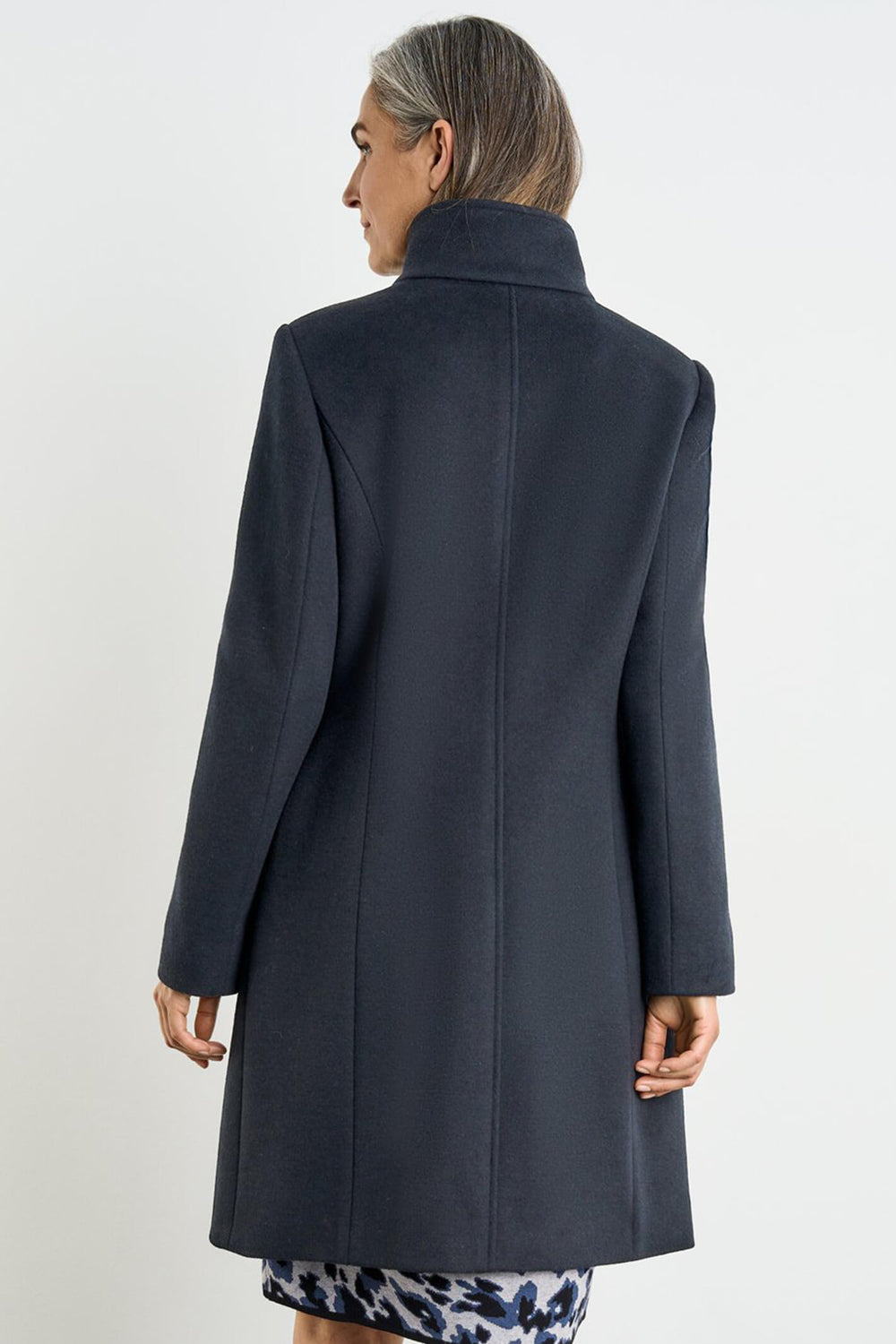 Gerry Weber 250235 Navy Wool Mix High Neck Coat - Experience Boutique