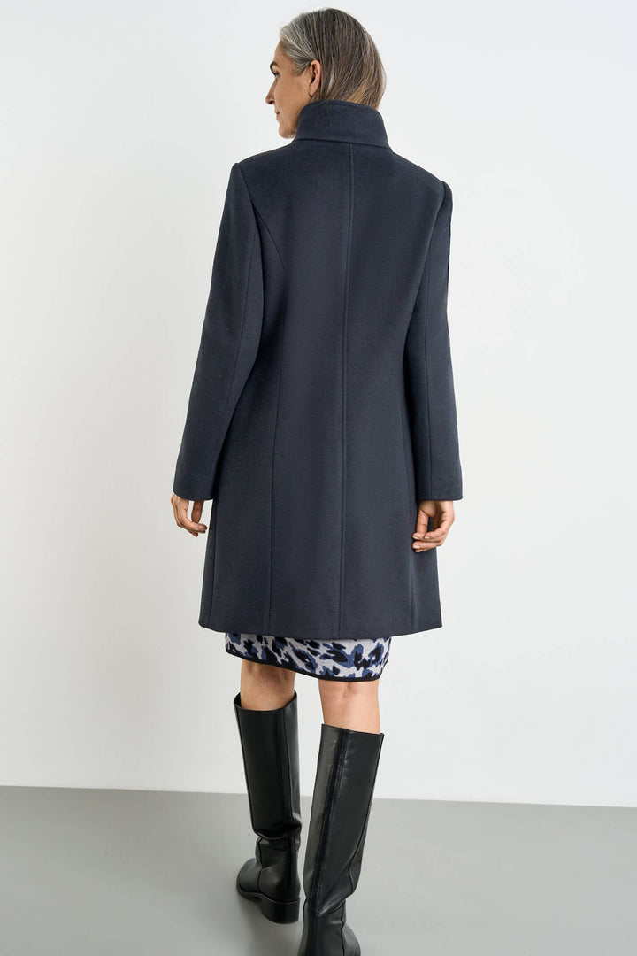 Gerry Weber 250235 Navy Wool Mix High Neck Coat - Experience Boutique