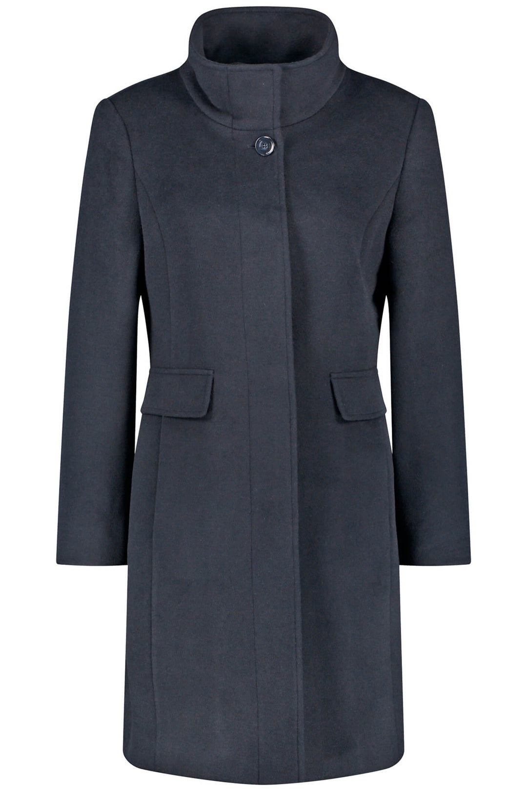 Gerry Weber 250235 Navy Wool Mix High Neck Coat - Experience Boutique