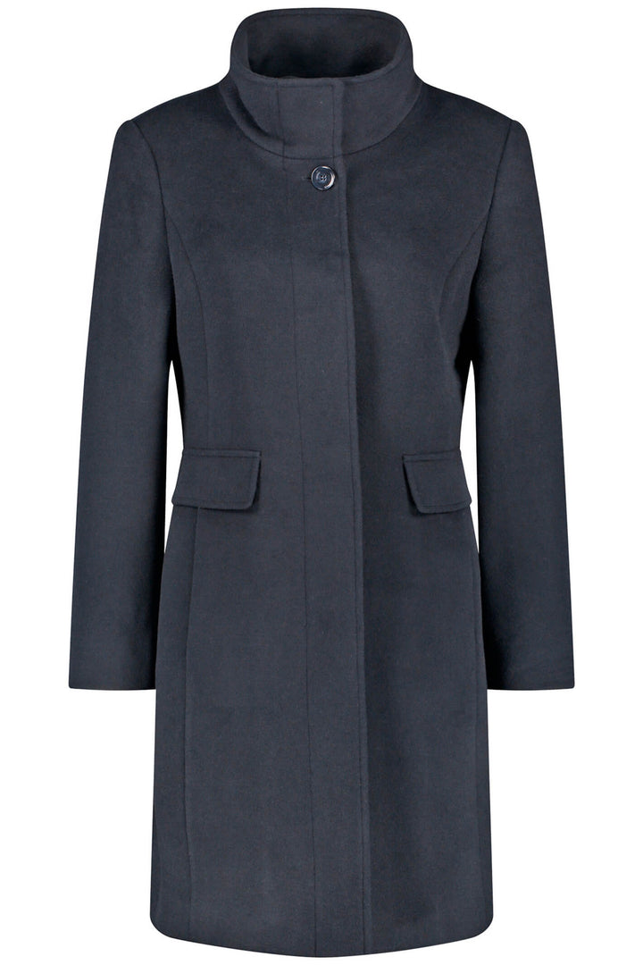 Gerry Weber 250235 Navy Wool Mix High Neck Coat - Experience Boutique