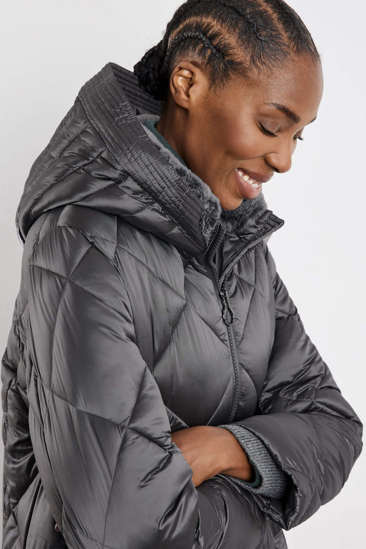 Gerry Weber 250240 Anthracite Diamond Quilt Padded Coat - Experience Boutique