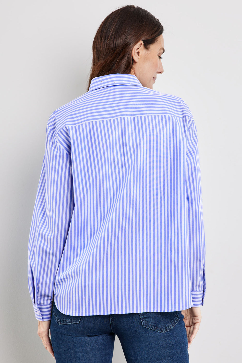 Gerry Weber 260026 Blue Stripe Embellished Shirt - Experience Boutique