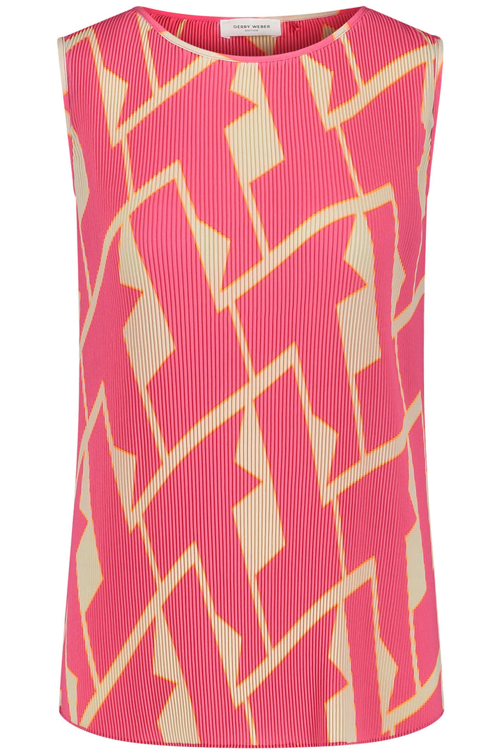 Gerry Weber 260069 Pink Geo Print Pleated Sleeveless Top - Experience Boutique