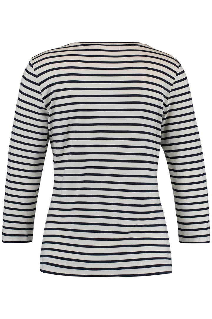 Gerry Weber 270036 Navy Striped Leaf Print Top - Experience Boutique
