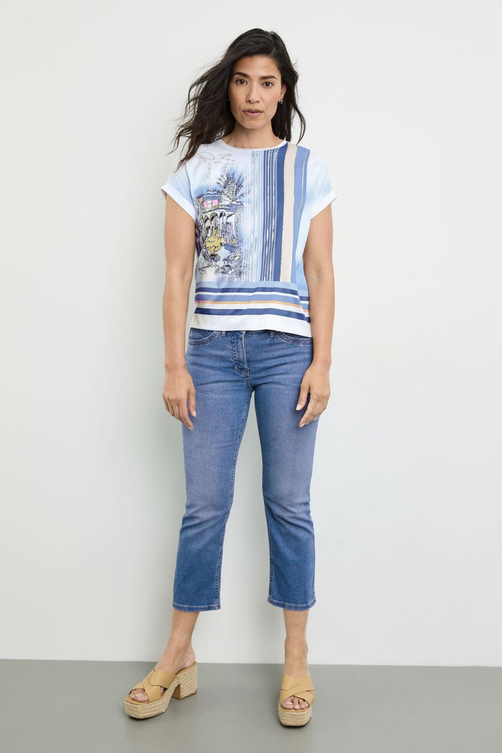 Gerry Weber 270085 White Blue Garden Print Top