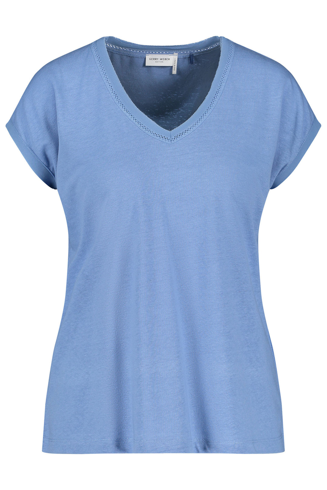 Gerry Weber 270092 Blue Hazy Sky V-Neck T-Shirt - Experience Boutique