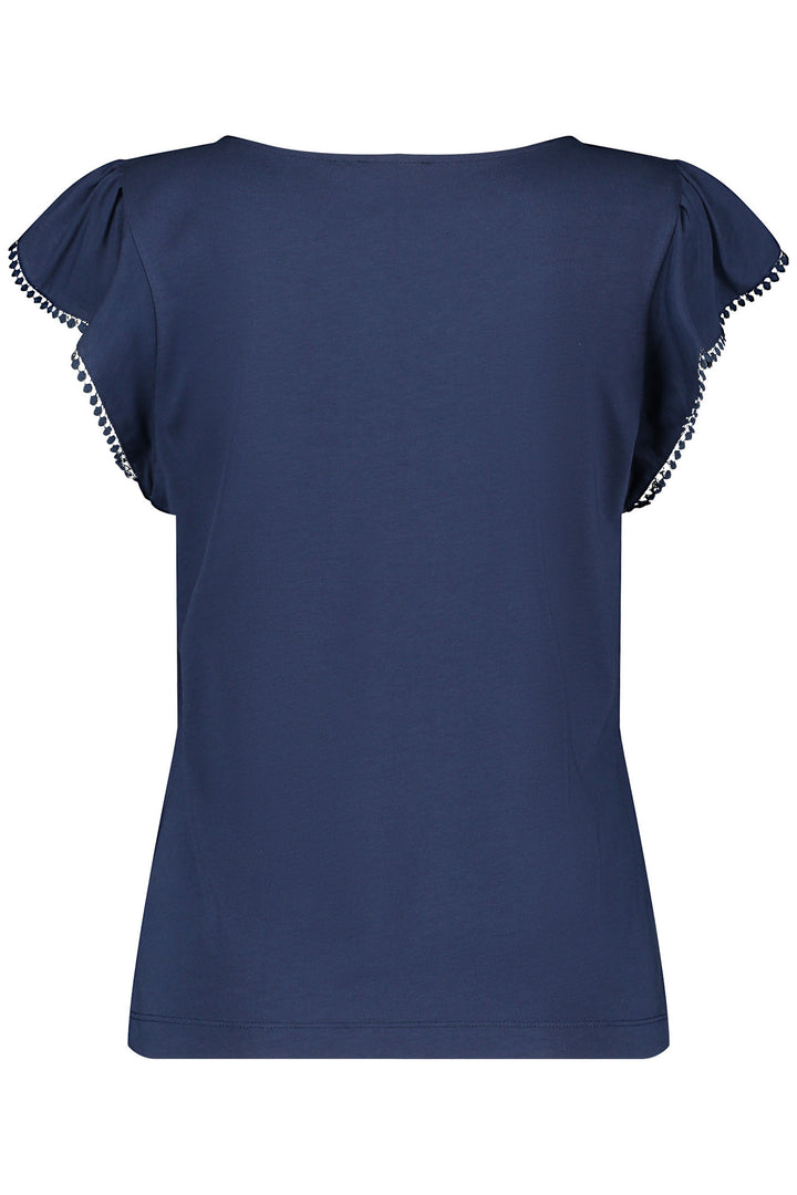 Gerry Weber 270148 Indigo Blue Ruffle Sleeve Top - Experience Boutique