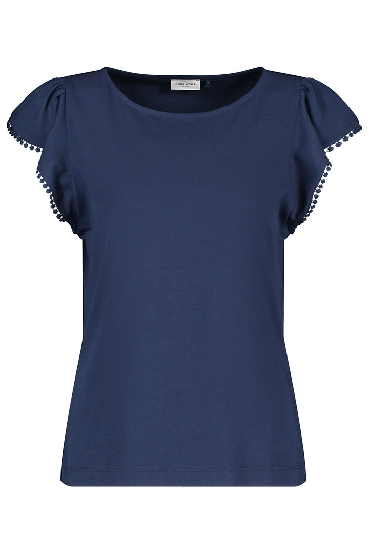 Gerry Weber 270148 Indigo Blue Ruffle Sleeve Top - Experience Boutique