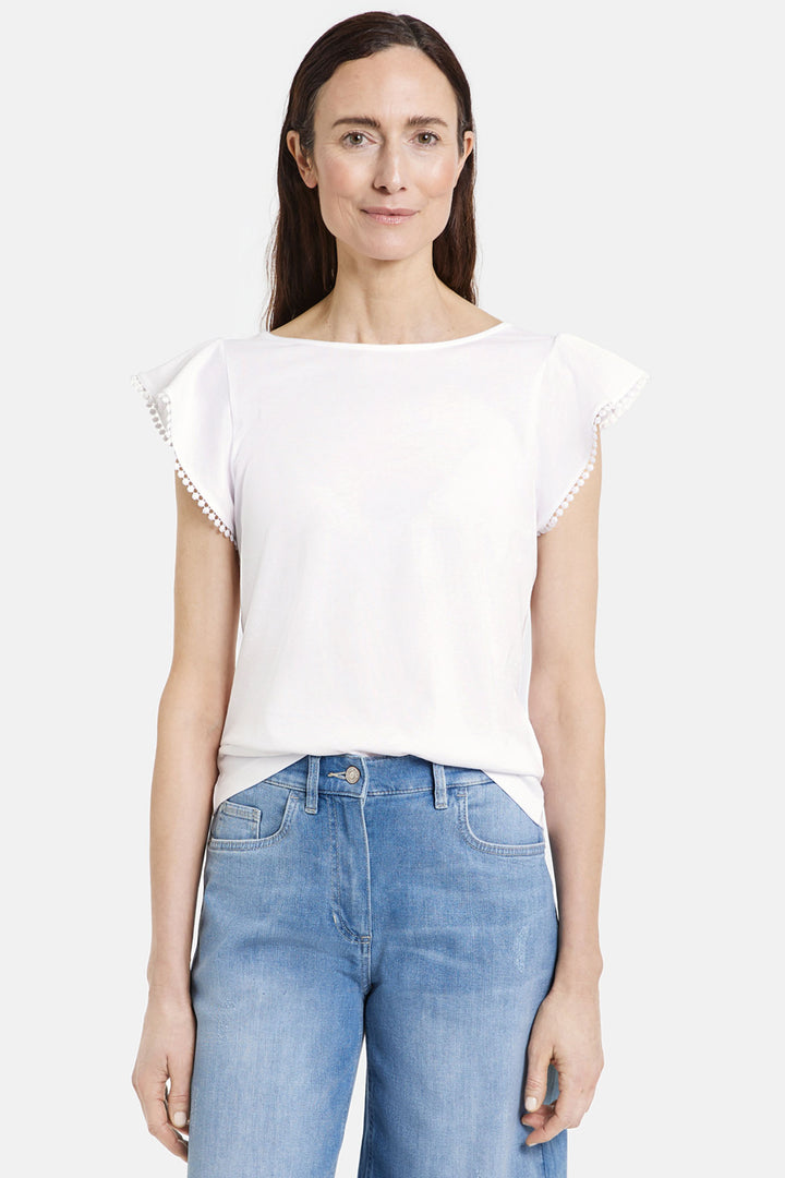 Gerry Weber 270148 White Ruffle Sleeve Top - Experience Boutique