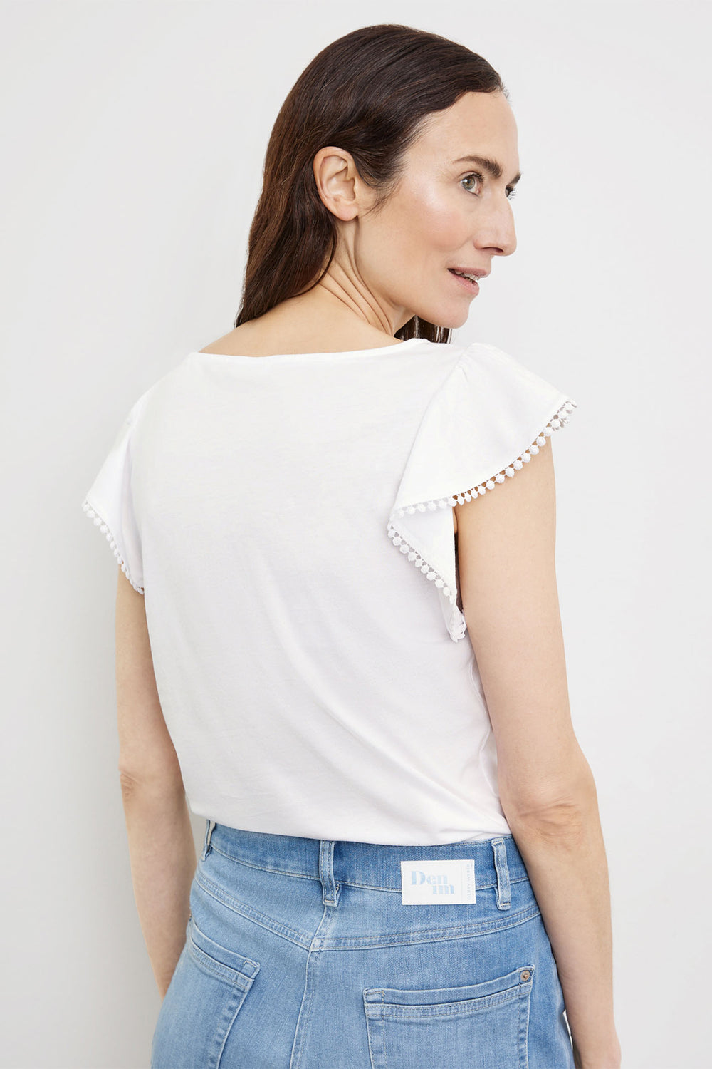 Gerry Weber 270148 White Ruffle Sleeve Top - Experience Boutique