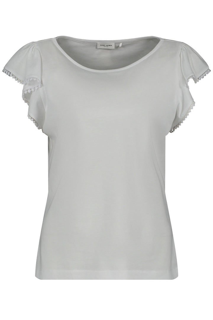 Gerry Weber 270148 White Ruffle Sleeve Top - Experience Boutique
