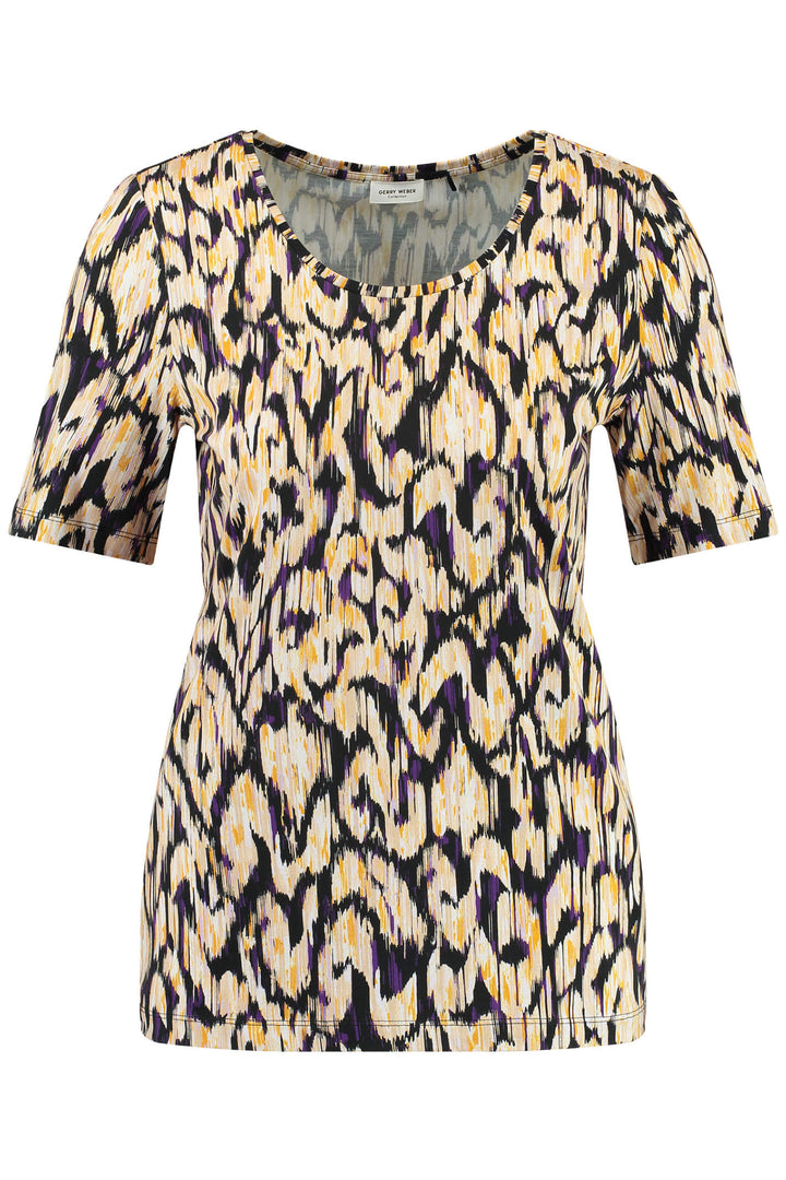 Gerry Weber 270201 Ecru & Lilac Marble Print Top - Experience Boutique
