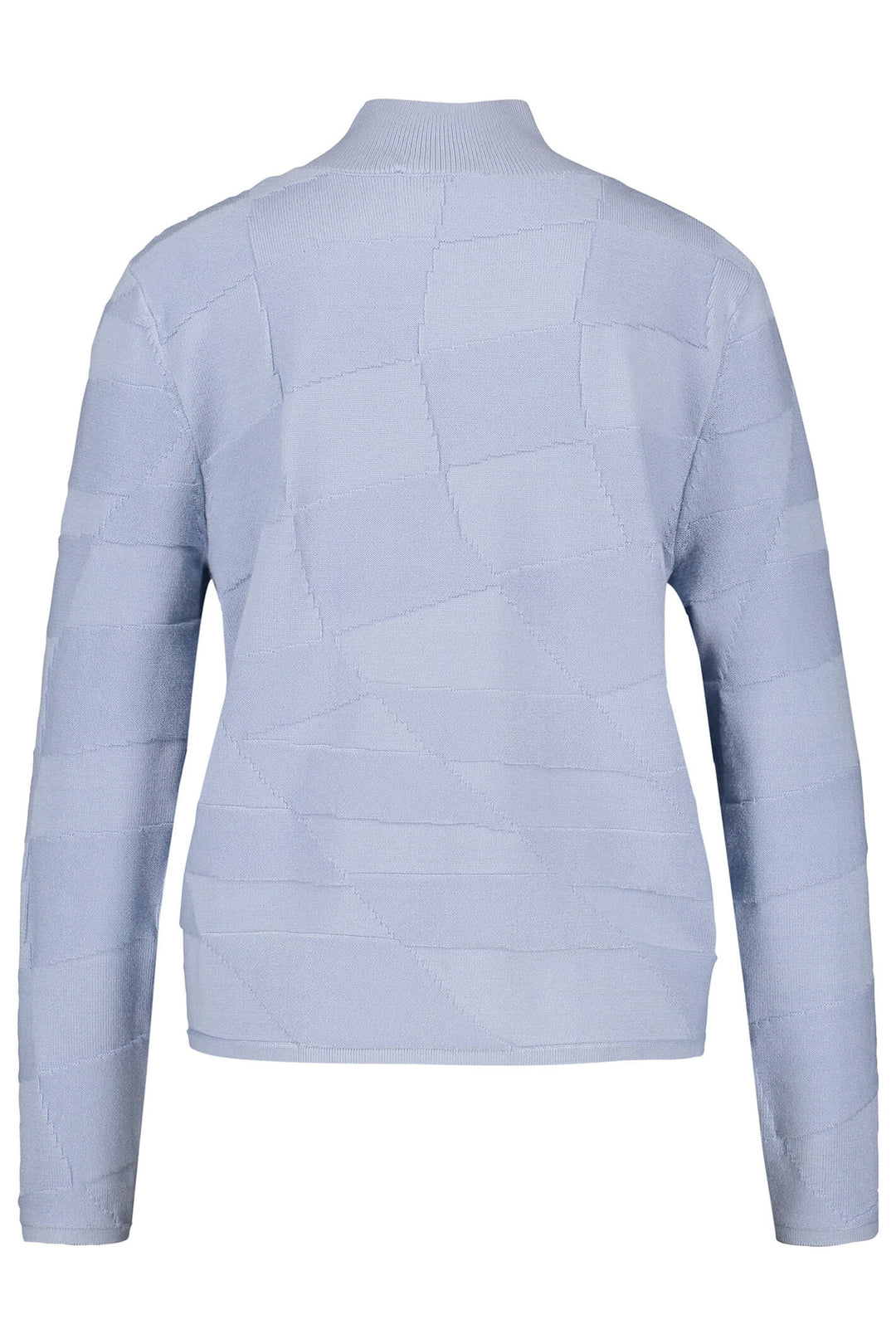Gerry Weber 271015 Misty Blue Block Knit Mock Turtle Neck Jumper - Experience Boutique