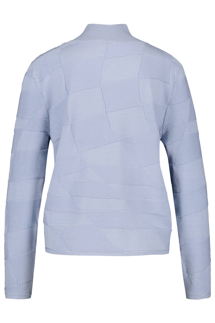 Gerry Weber 271015 Misty Blue Block Knit Mock Turtle Neck Jumper - Experience Boutique