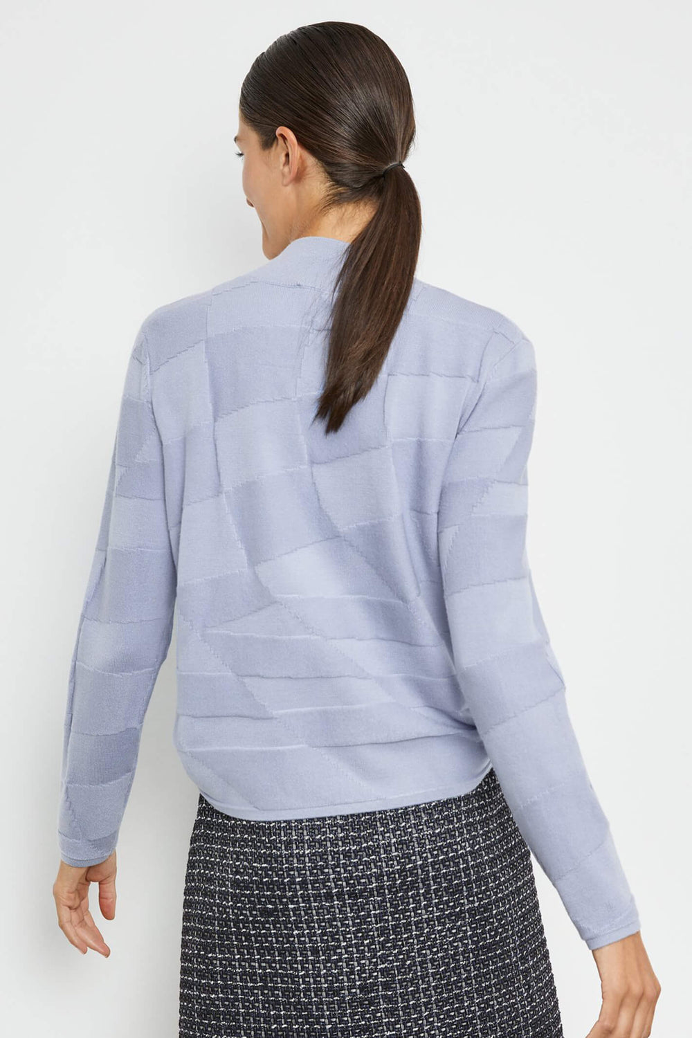 Gerry Weber 271015 Misty Blue Block Knit Mock Turtle Neck Jumper - Experience Boutique