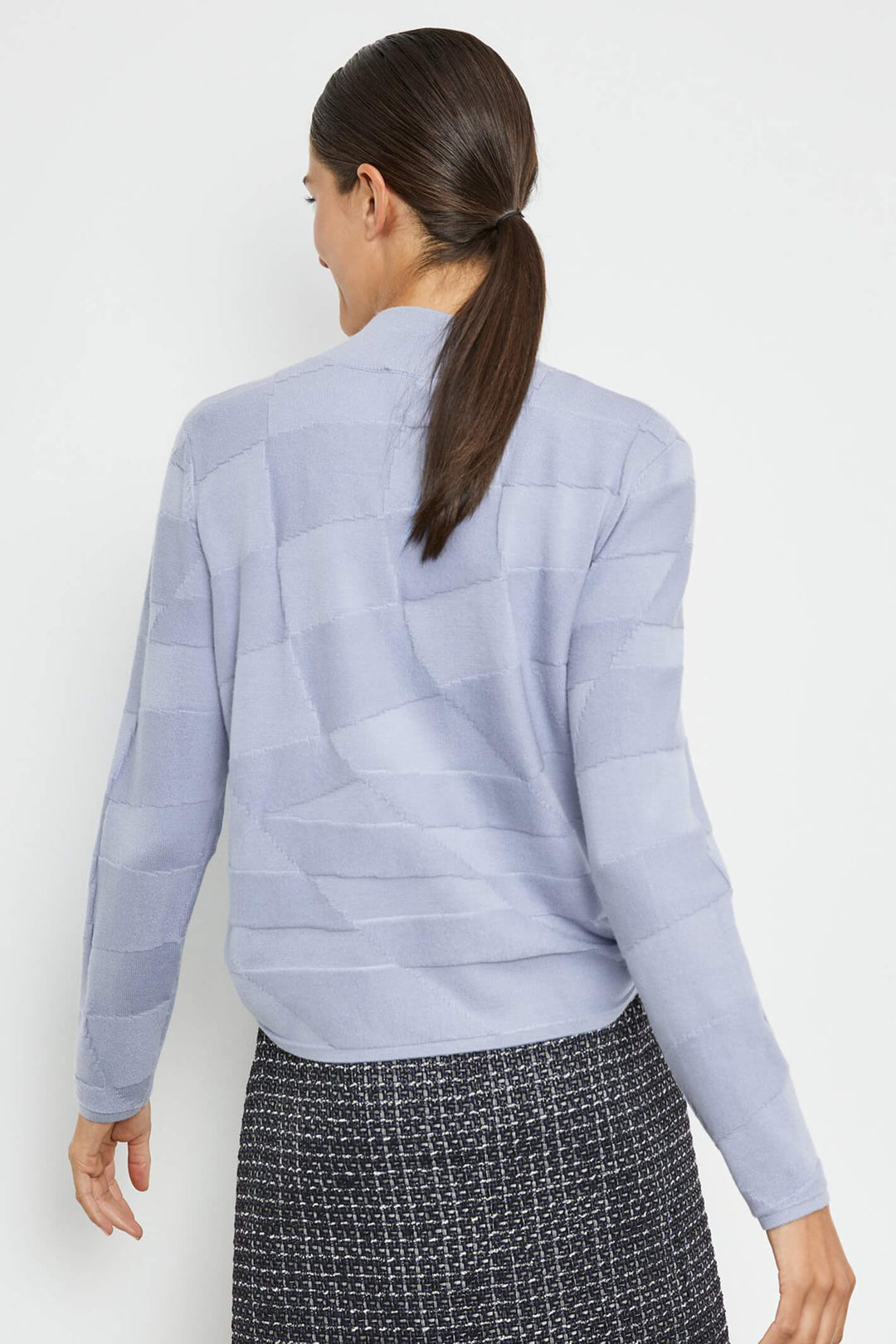 Gerry Weber 271015 Misty Blue Block Knit Mock Turtle Neck Jumper - Experience Boutique