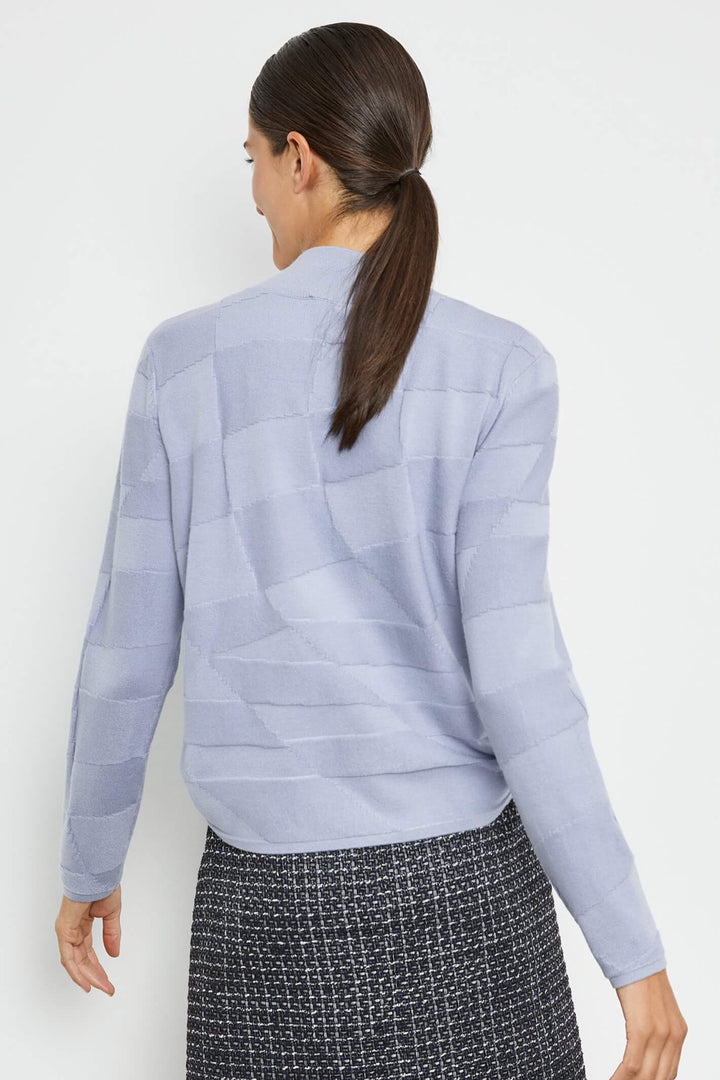 Gerry Weber 271015 Misty Blue Block Knit Mock Turtle Neck Jumper - Experience Boutique